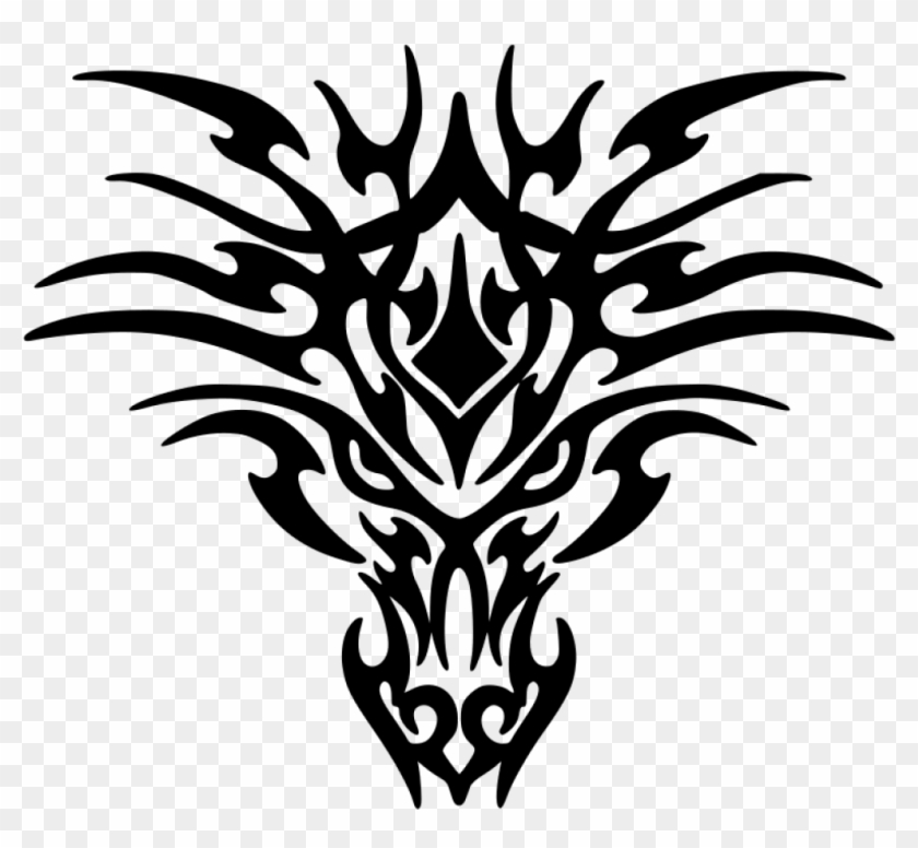 Dragon Clipart Black And White Dragon Clipart Black - Tribal Dragon Head Tattoos #10770