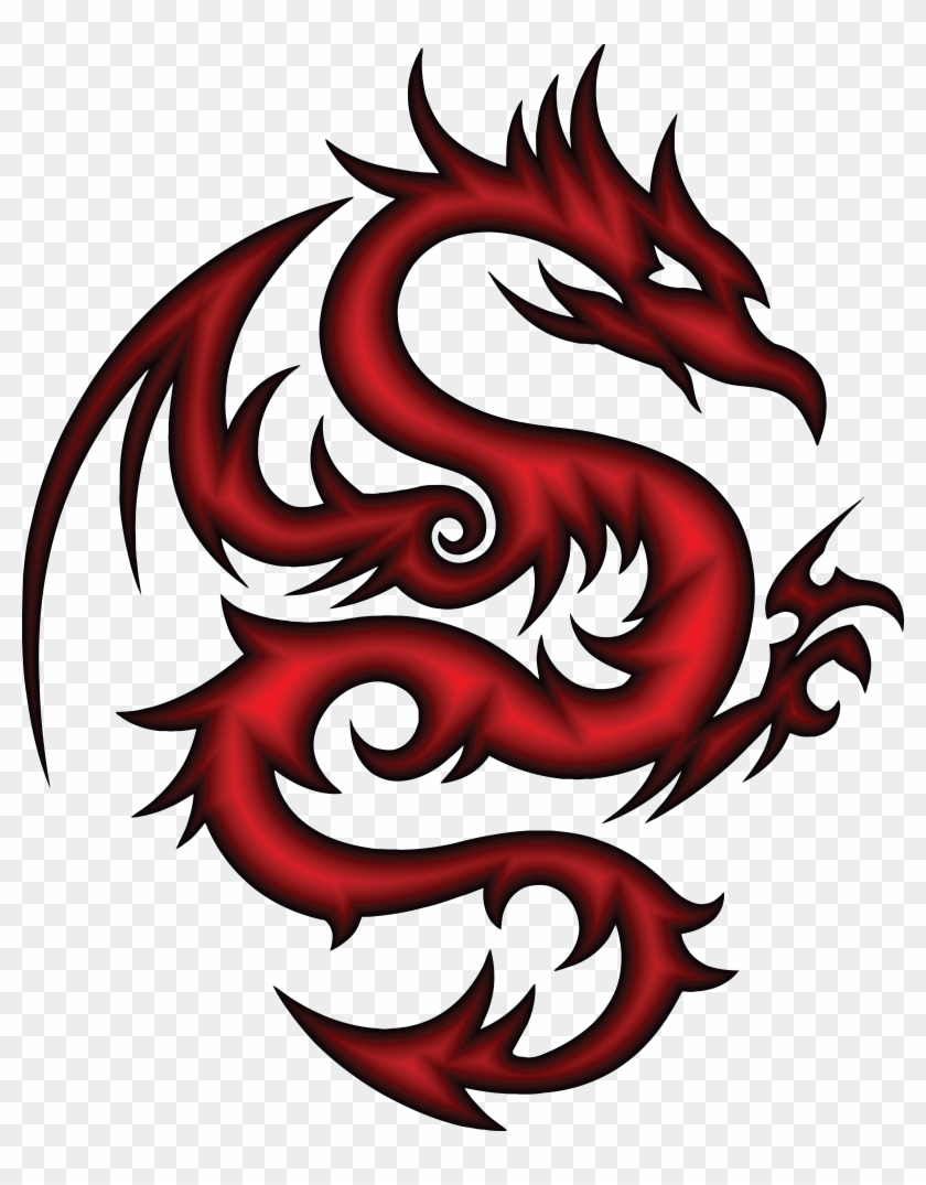 Red Dragon Clipart Free - Tattoo Tribal Dragon Red #10839