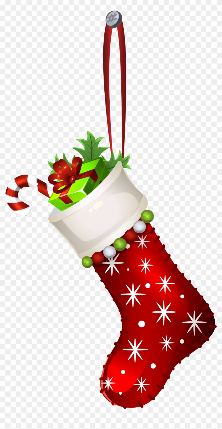 Red Christmas Stocking Transparent Png Clip Art Image - Christmas Stocking Png #11454