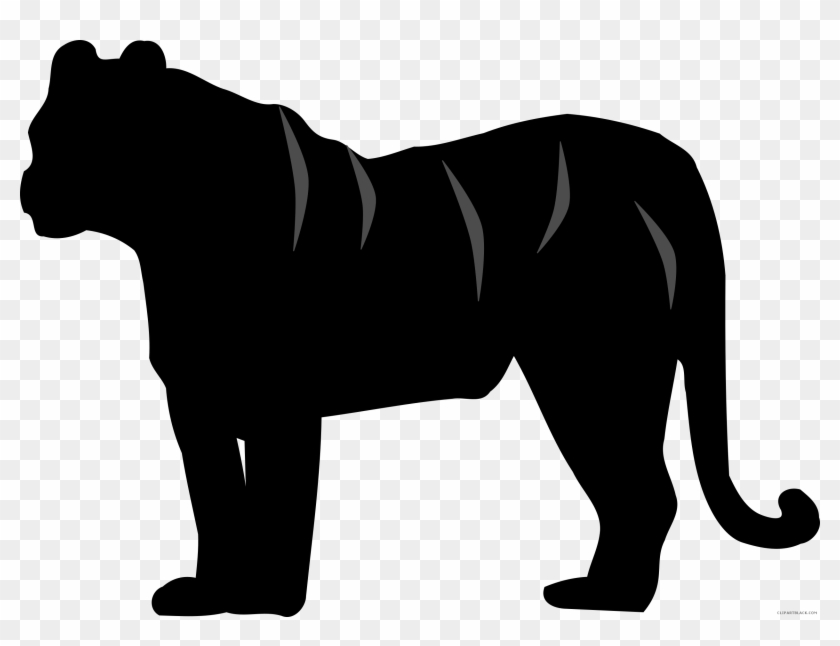 Tiger Silhouette Animal Free Black White Clipart Images - Tiger Clipart Black #11473