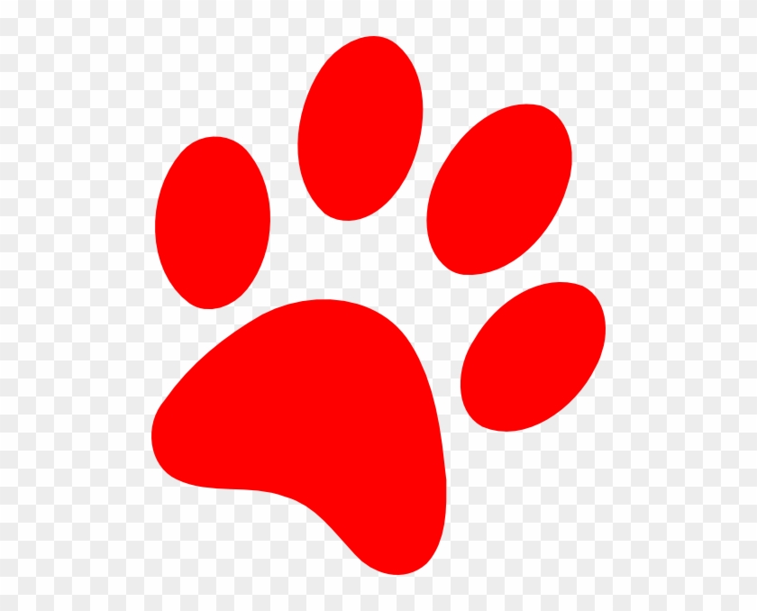 Red Puppy Paw Print Clip Art - Red Paw Print #11751