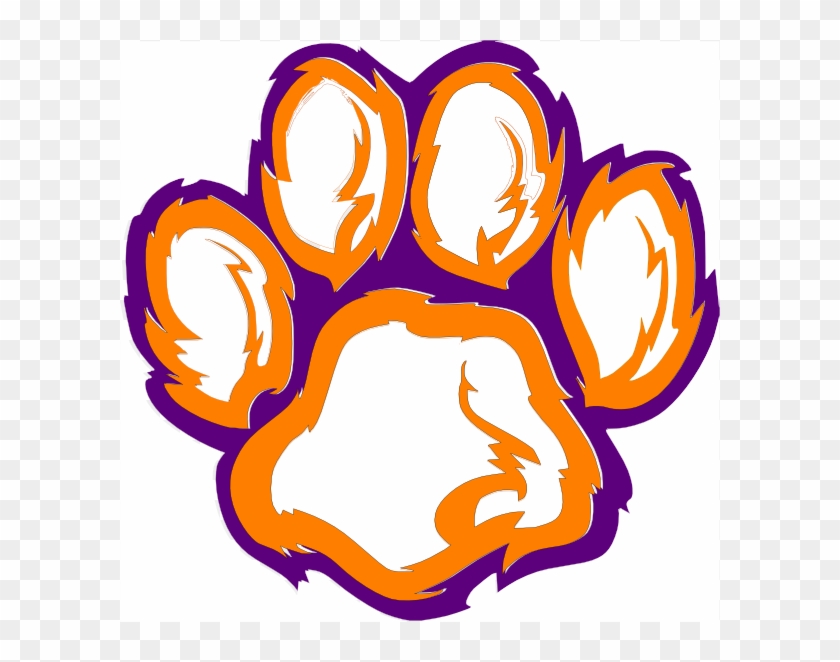 Tiger Paw White Orange Purple Clip Art At Clker Com Clemson Logo