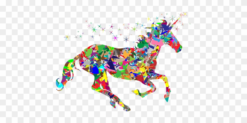 Colorful Prismatic Chromatic Rainbow Polyg - Modern Art Unicorn #11832
