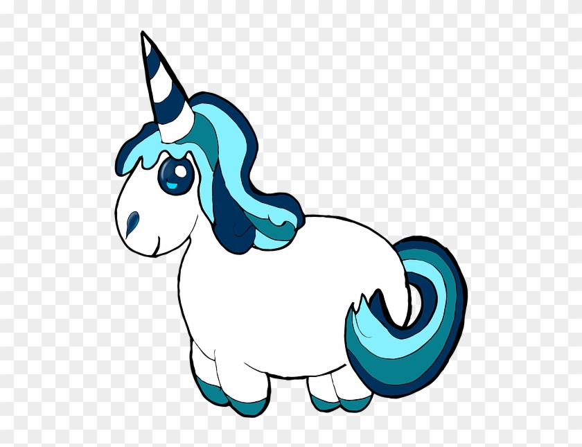 Einhorn, Clipart, Blau - Blå Unicorn #11841