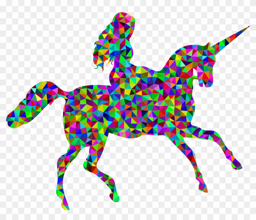 Poly Prismatic Woman Riding Unicorn - Riding Unicorn Png #11868