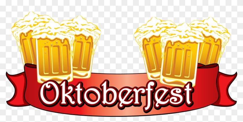 Oktoberfest Red Banner With Beers Png Clipart Image - Oktoberfest Png #11996