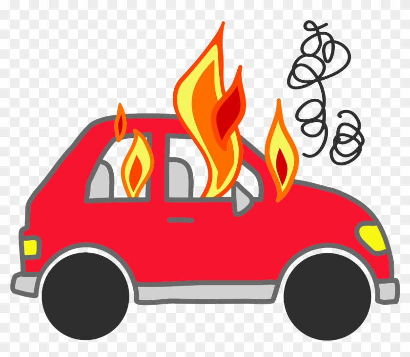 Cars On Fire Png Clipart - Cartoon Car On Fire #12095