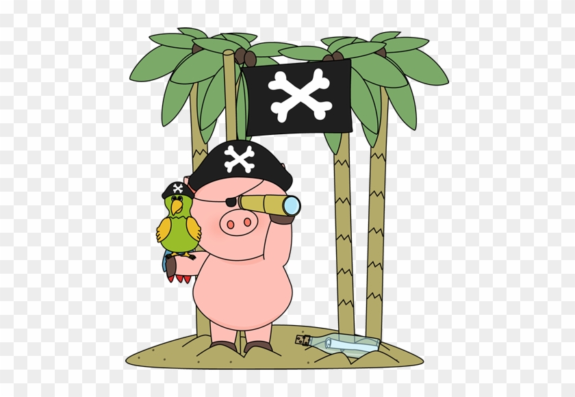 Pig Pirate On An Island - Pirate Pig Clipart #12150