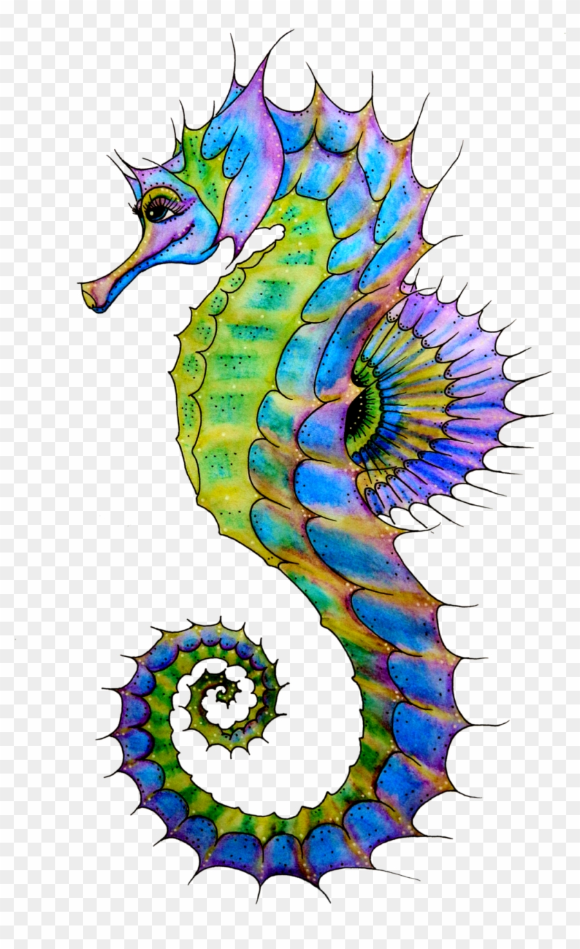 Seahorse Purple Sea Horse Clipart Clipartcow - Seahorse Drawing Colorful #12206