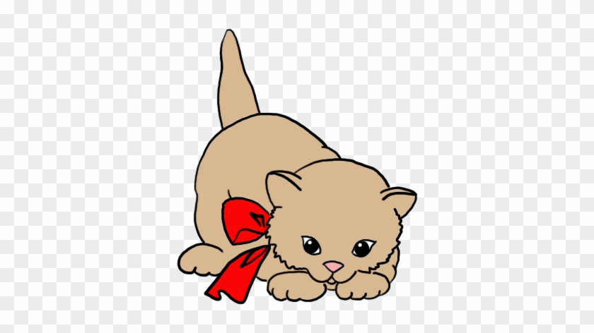 Cute Kitten Clip Art Red Bow - Little Cat Clip Art #12234