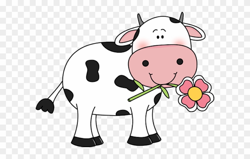 Cow With A Flower In Its Mouth Udderly Adorable - Cute Cow Clipart #12318