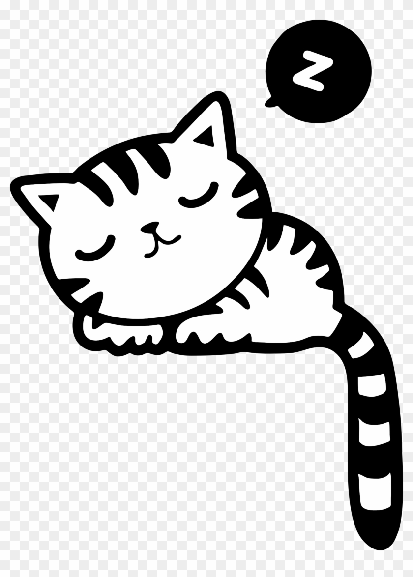 Cat Kitten Clip Art - Sleeping Cat Drawing Clipart #12330