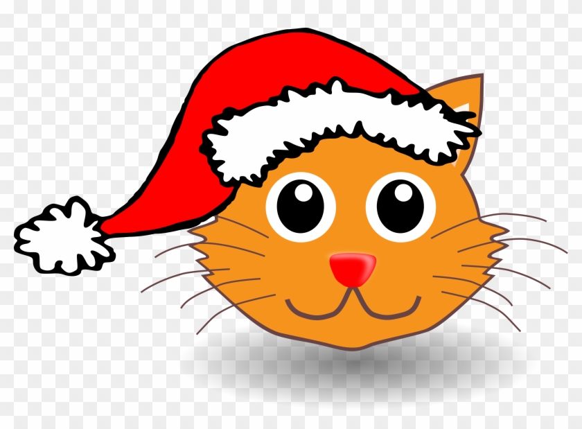 Big Image - Cat With Christmas Hat Clip Art #12342