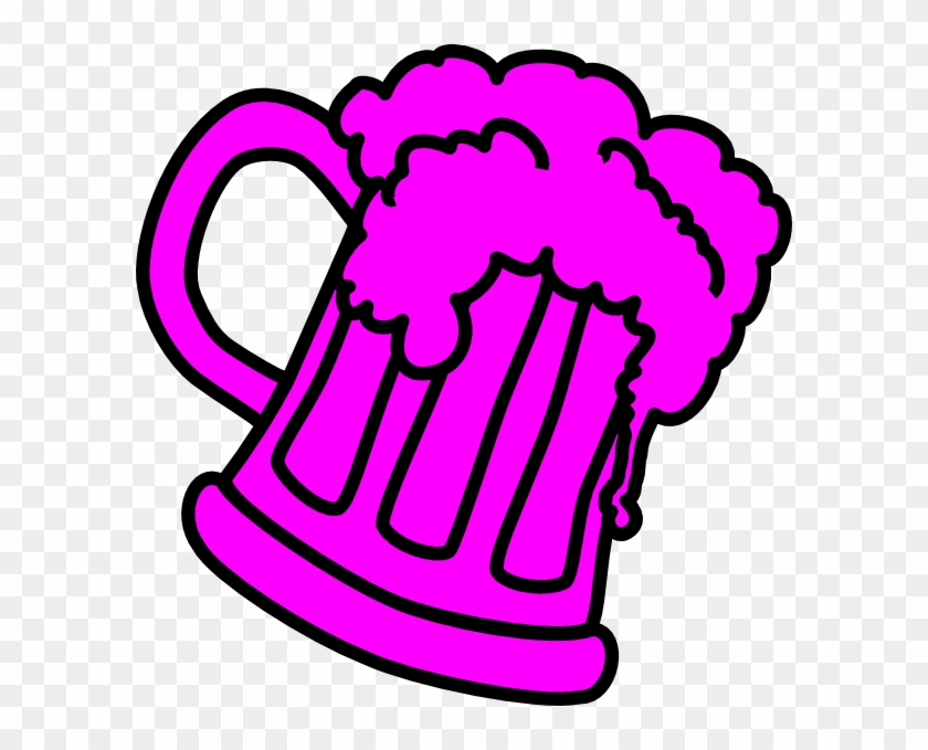 Pink Outline Beer Mug Clip Art - Clip Art #12374