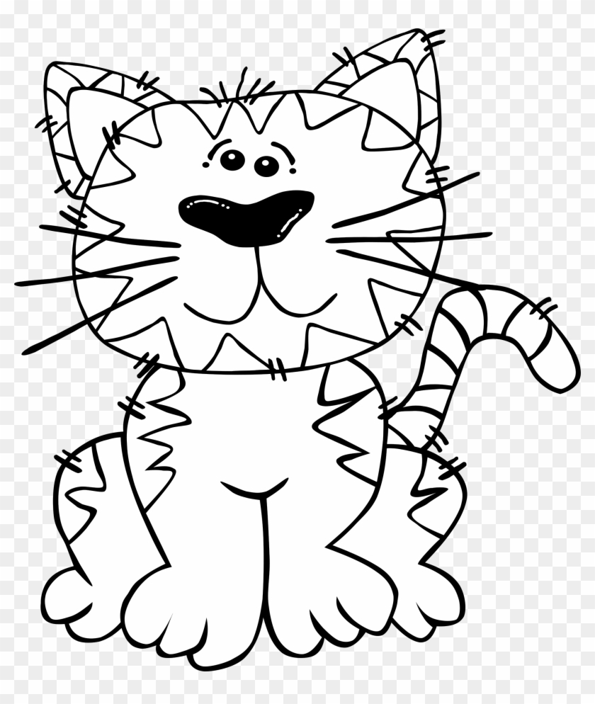 Cartoon Cat Print,cat - Cat Cartoon Black And White #12482