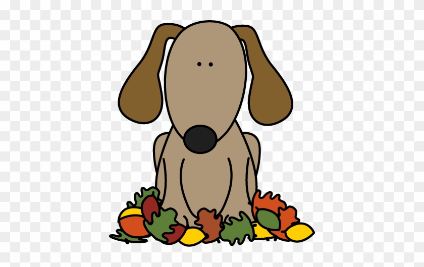 Dog Sitting In Leaves Clip Art - Clip Art Dog Sitting #12560