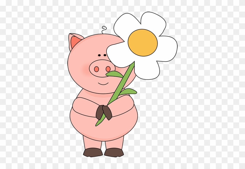 Pig Clip Art - Свинья С Цветами #12814