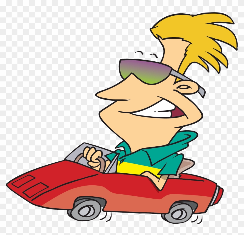 Cartoon Clipart Image Funny Cartoon Guy Driving His - Driving Cartoon #12871