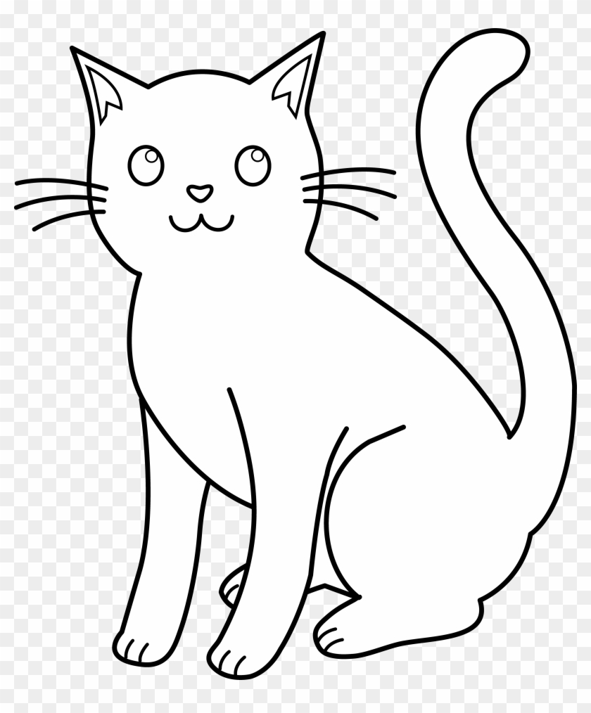 Clip Art - Cat Black And White Drawing #12906