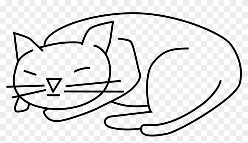 Sleeping Cat - Cat Black And White Cartoon #12928