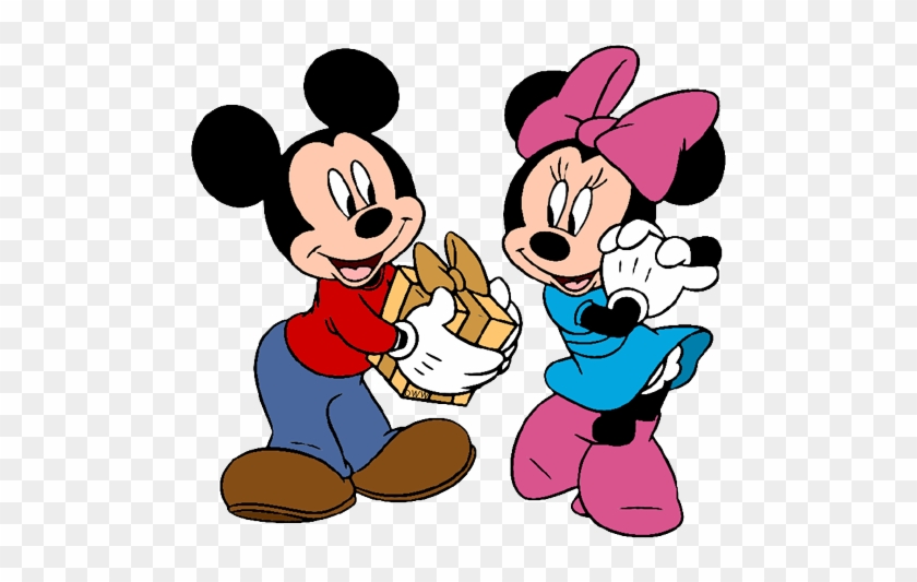 mickey giving minnie a gift mickey mouse giving gift free gift giving clipart