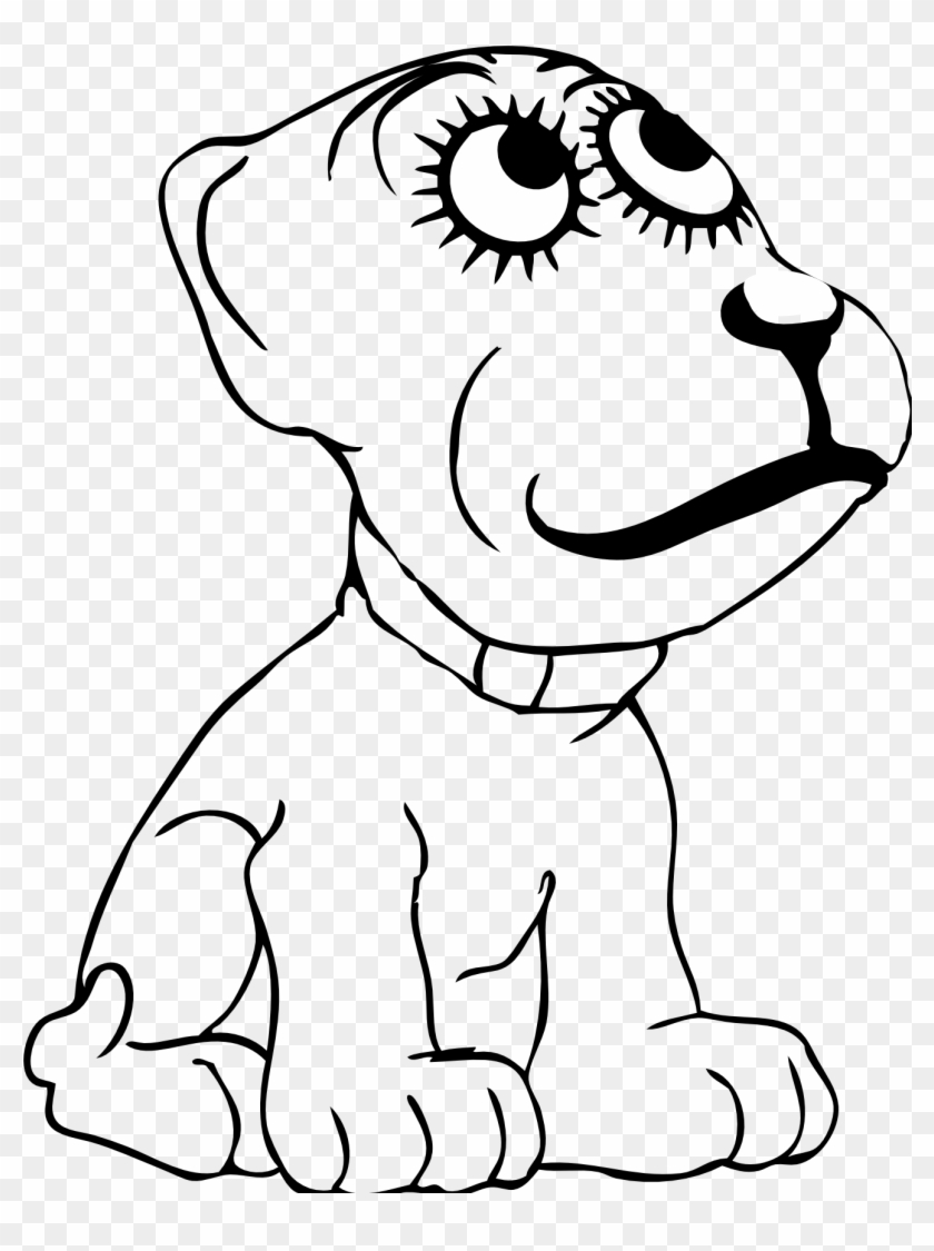 Cartoon Dog 1 Black White Line Art Tattoo Tatoo Svg - Purple Dog Png - Free  Transparent PNG Clipart Images Download