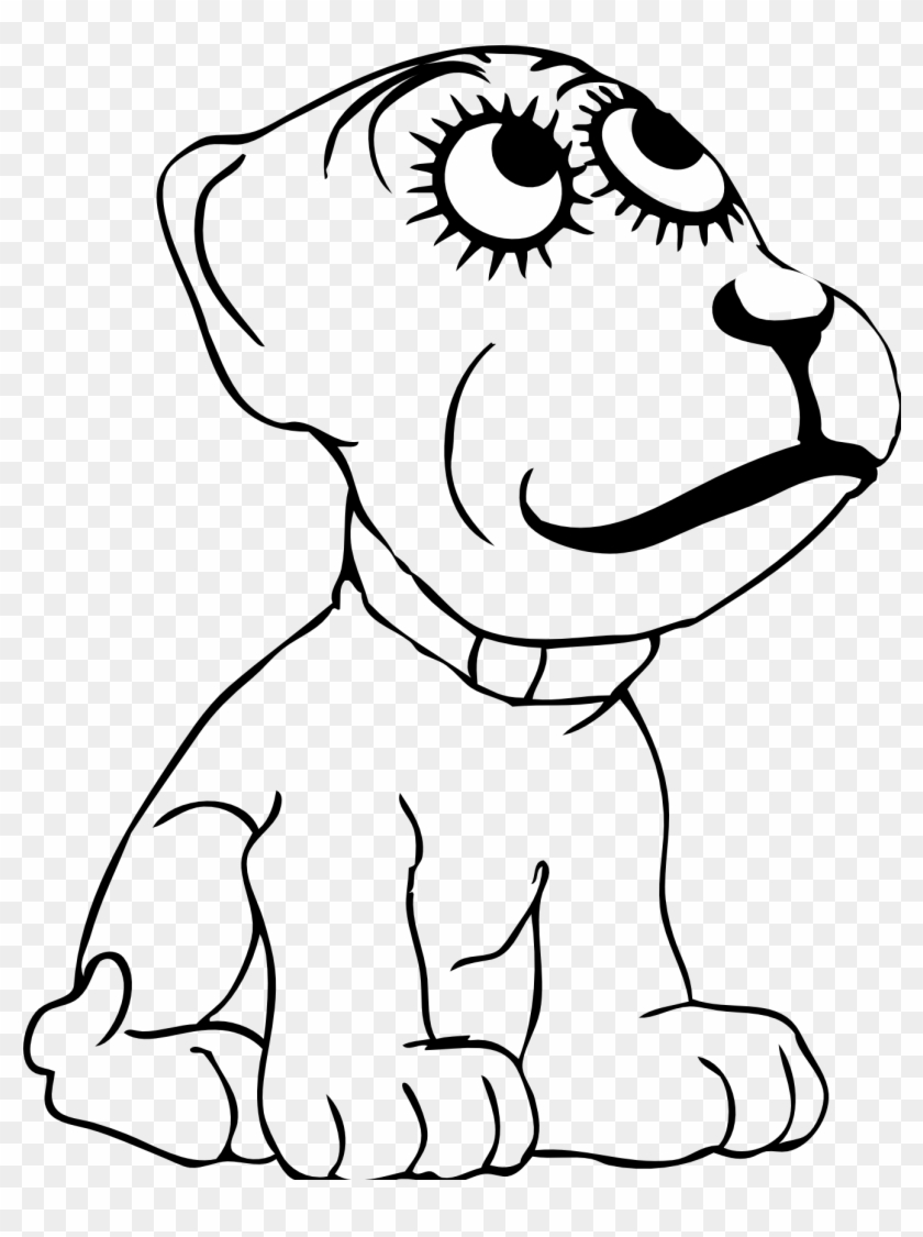 Cartoon Dog 1 Black White Line Art Tattoo Tatoo Svg - Purple Dog Png #13007