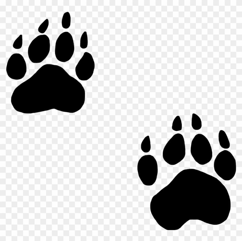 Paw Prints Clipart - Bear Paw Clip Art Black And White #13021