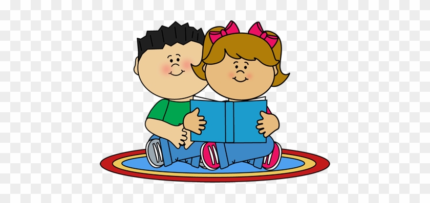 Kids Reading On A Rug Clip Art - Clip Art #13222