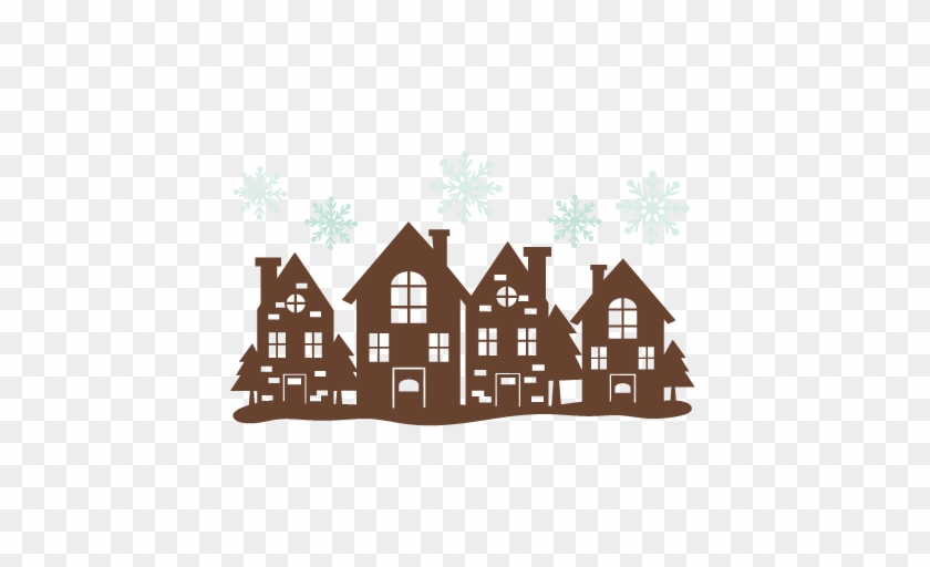 Christmas House Border Svg Cutting Files Free Svg Cuts - Christmas House Silhouette #13397