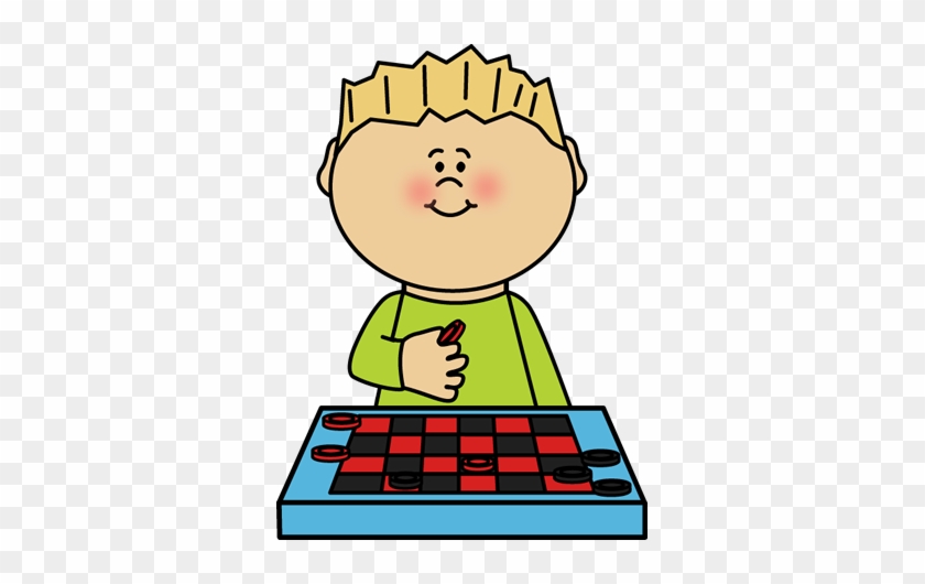 Boy Playing Checkers Clip Art - Boy Playing Board Game Clipart #13696