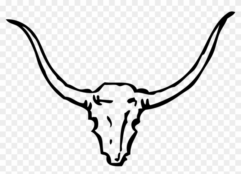 Bull Skull Cow Horn Steer Longhorn Ranch Texas - Bull Horns Clipart #13921