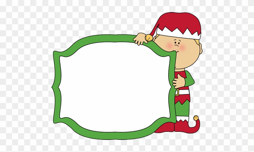 Christmas Elf Holding A Blank Sign - Christmas Elf Page Border #14001