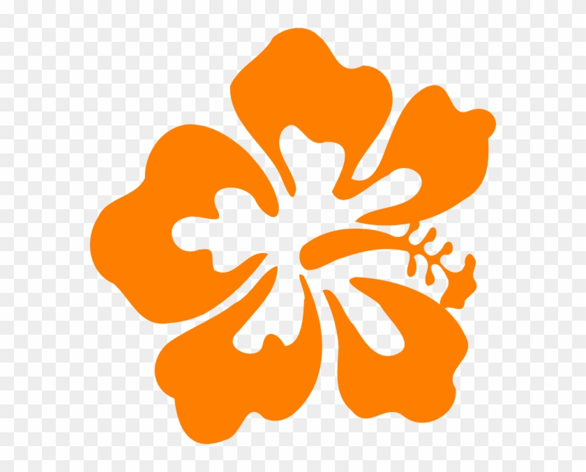 Luau Hawaiian Flower Clip Art Tropical Plants Vector - Orange Hibiscus Flower Clipart #14058