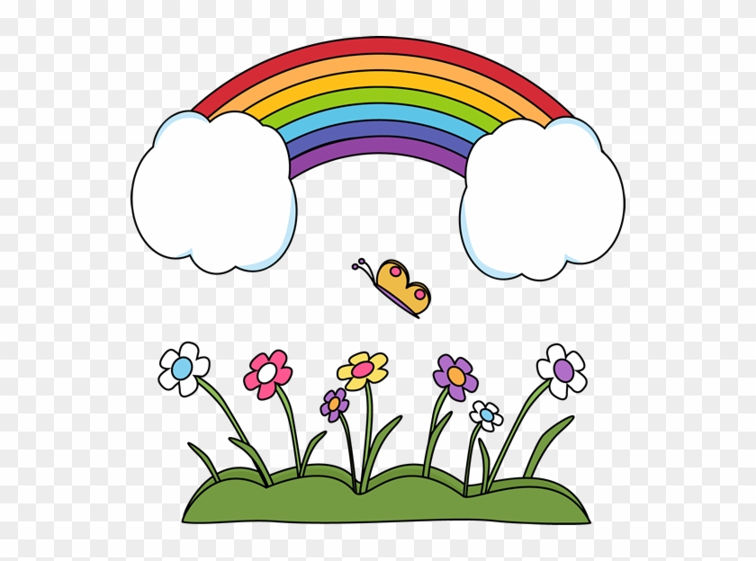 Happy Rainbow Scene - Rainbow In The Sky Clipart #14120