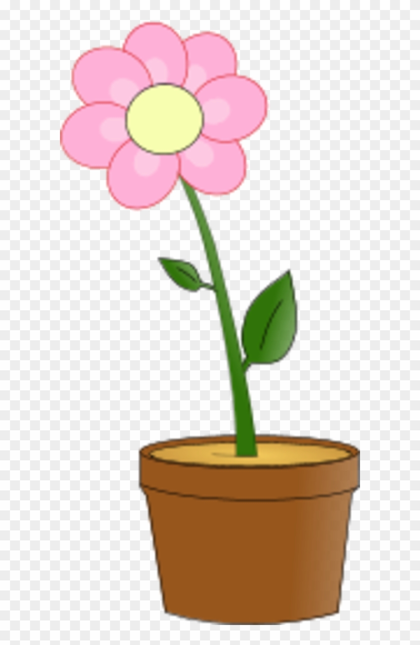 Flower With Leaves In A Planting Pot - Flower In A Pot Clipart #14159