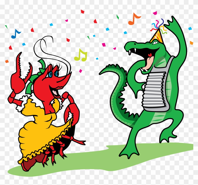 Crawfish And Alligator Dancing Vector Clip Art - New Orleans Clip Art #14281