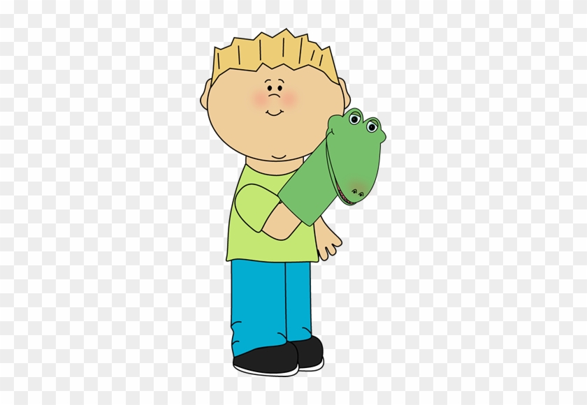 Boy With Puppet - Turn Off The Lights Clipart #14344