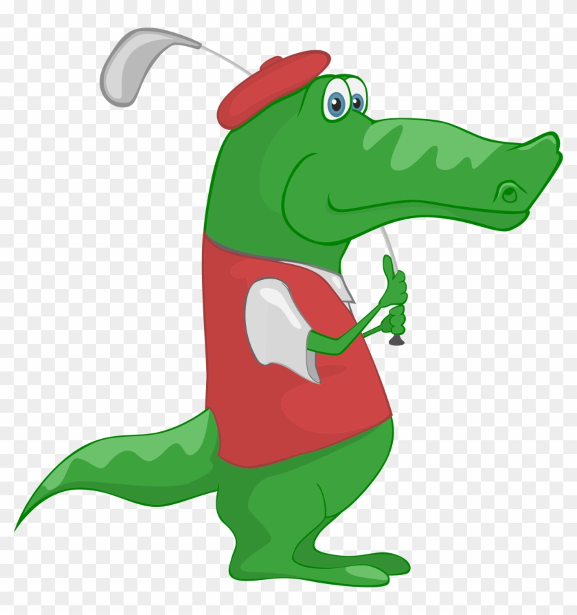 Crocodile Alligator Golf Cartoon Clip Art - Crocodile Alligator Golf Cartoon Clip Art #14467