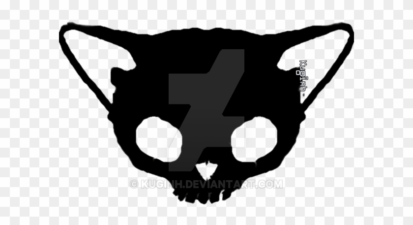 Black Cat Skull By Kuginh - Skull Cat Png #14487