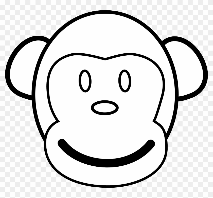 Monkey Line Art Free Vector 4vector - Monkey Face Paper Plate #14897