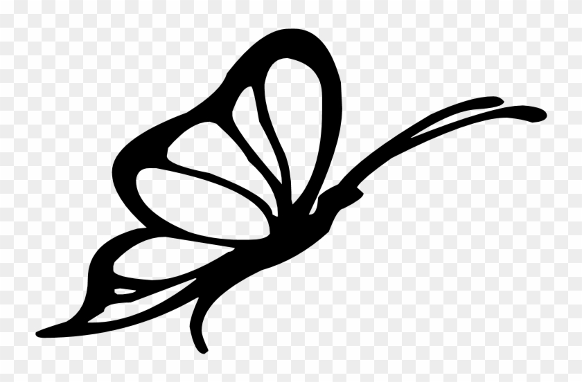 Clipart Illustration Butterfly Silhouette Pencil And - Butterfly Silhouette Clip Art Black And White #15005