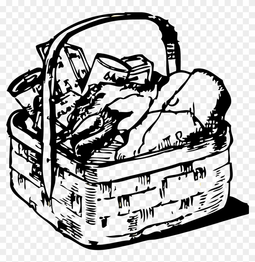 Picnic Basket Clipart Black And White Clipartfox - Food Basket Black And White #15525