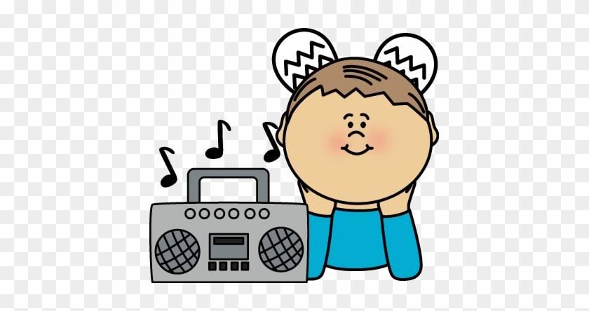 Boy Listening To Radio - Kid Music Clipart #15691