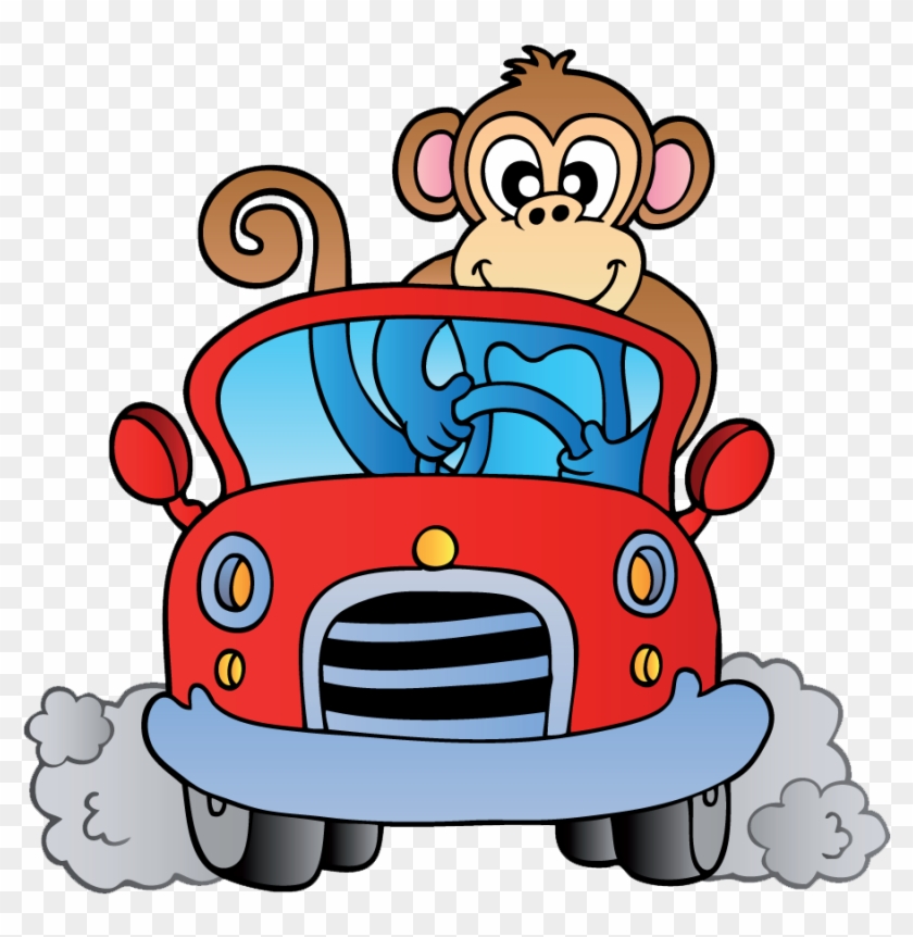 Monkey Bizz - Monkey In Car Cartoon #15739