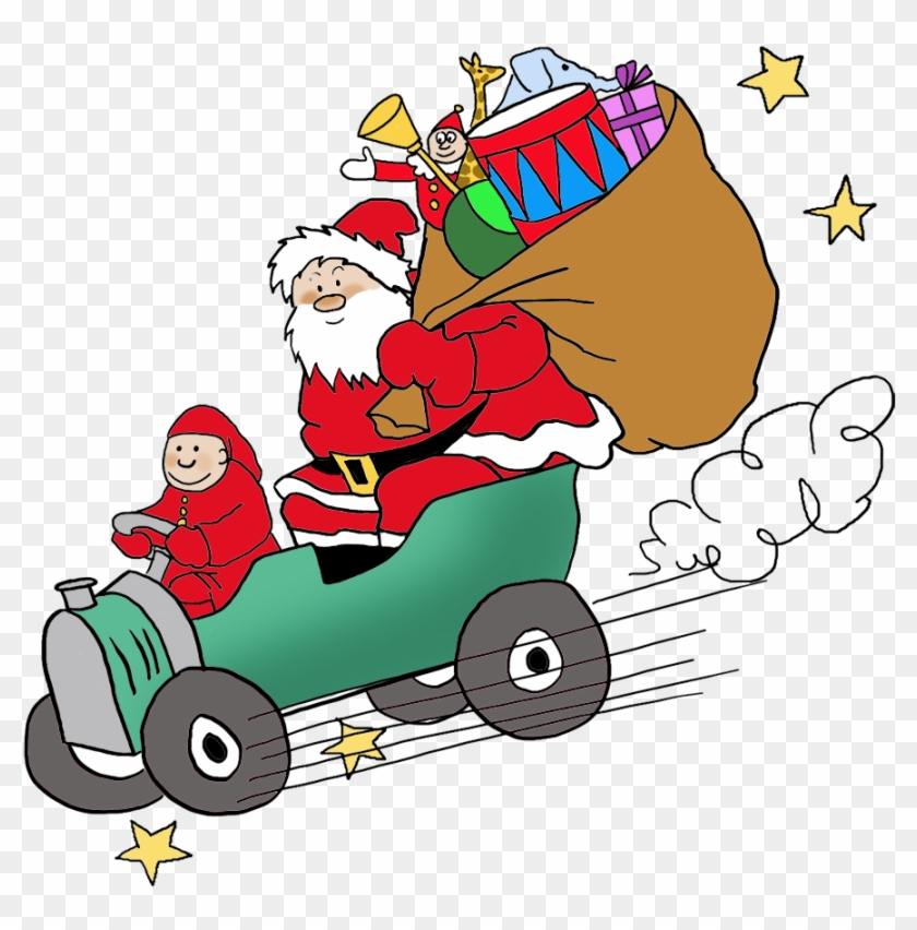 Santa Bringing Presents By Car - Santa Car Png #15740