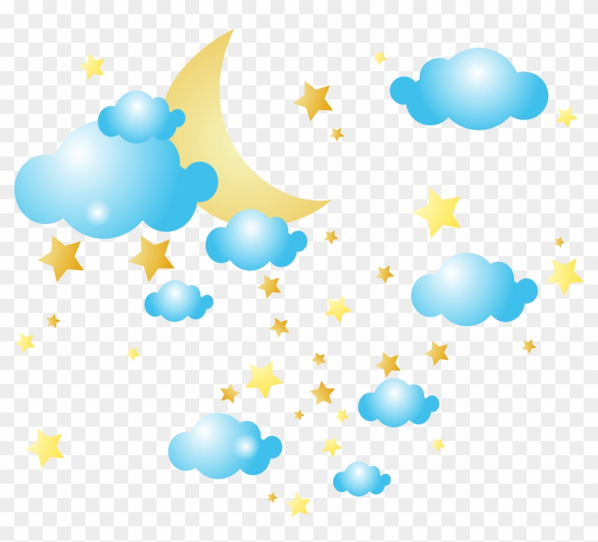 Moon Clouds And Stars Png Clip-art Image - Moon And Star Png #15745