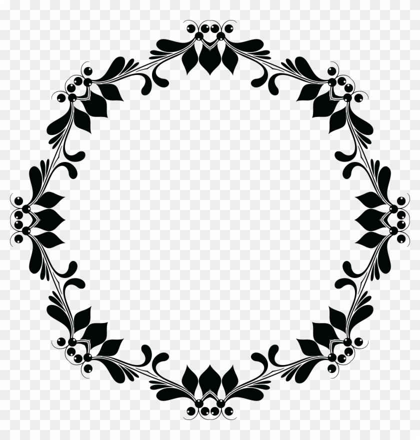 Free Clipart Of A Floral Frame - Circle Flower Frame Black And White Png #15872