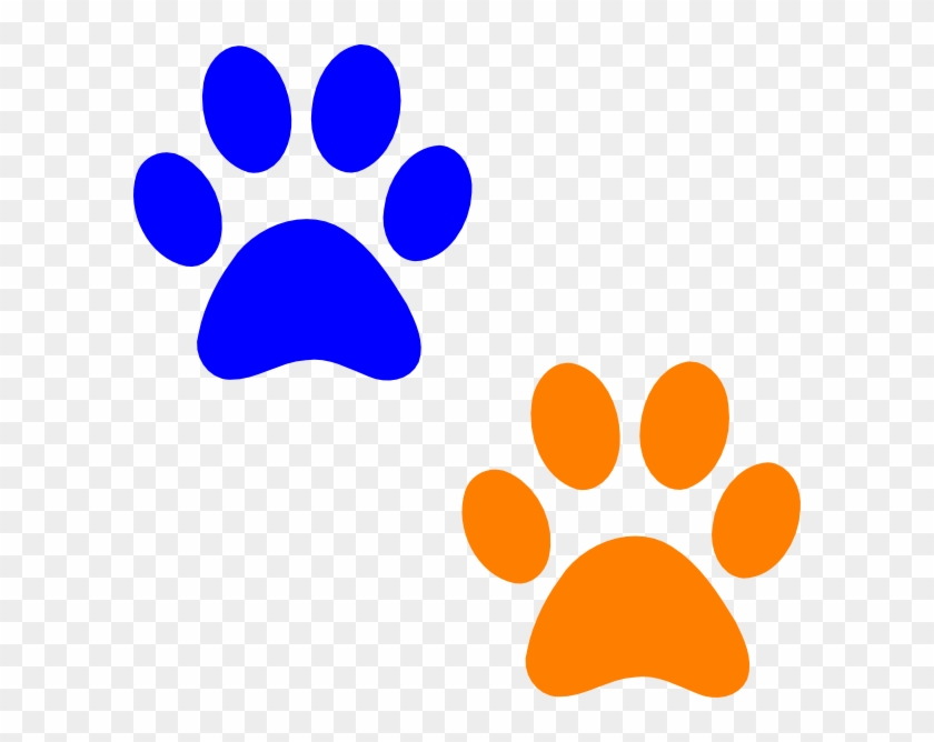 Wolf Paw Print Clip Art Clipart - Orange And Blue Paw Print #15924