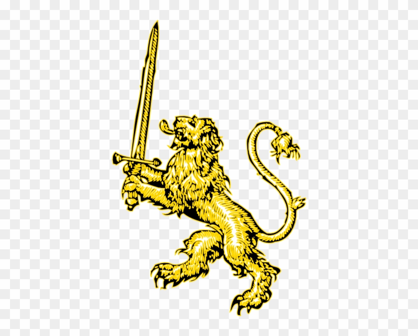 Yellow Lion With Sword Clip Art - Golden Lion With Sword #15965